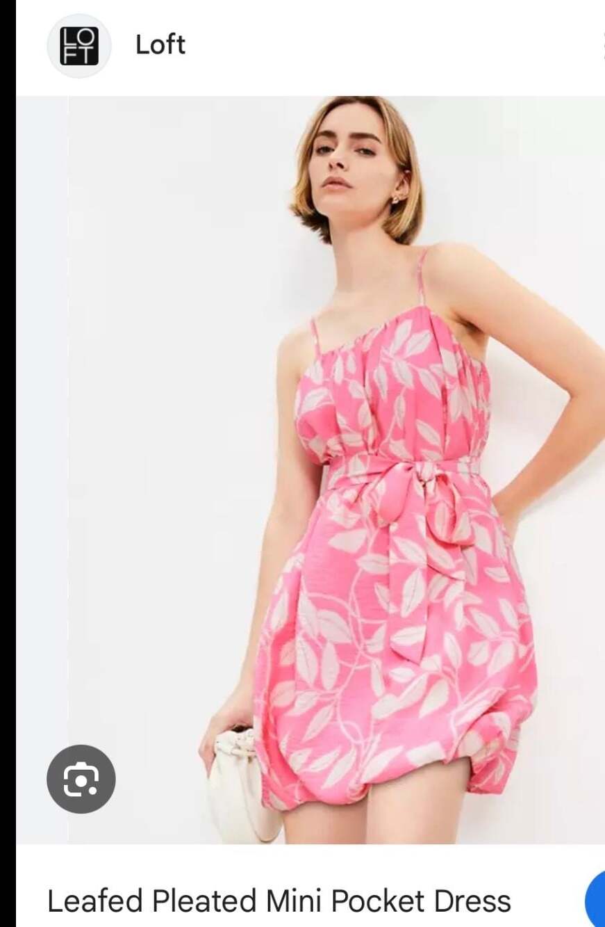 Loft Petites Leafed Pleated Mini Pocket Dress in Pink